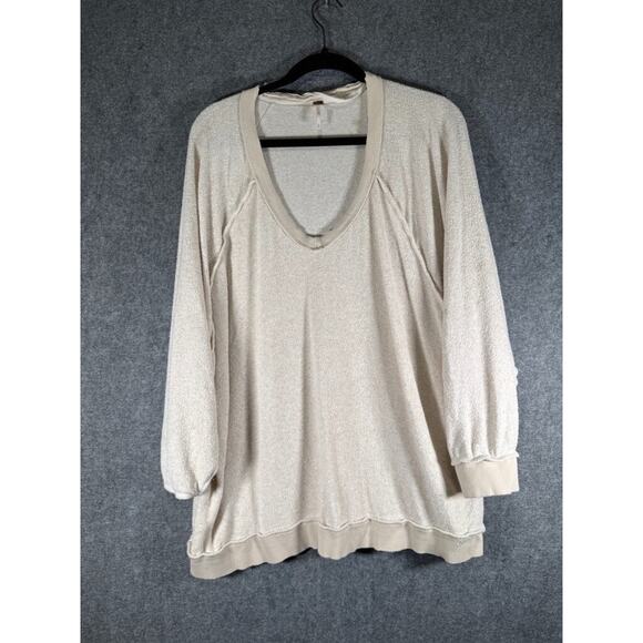 Free People Sweater Women M Take‎ It Off Pullover Sweatshirt Raglan Terry Cloth - Picture 1 of 8